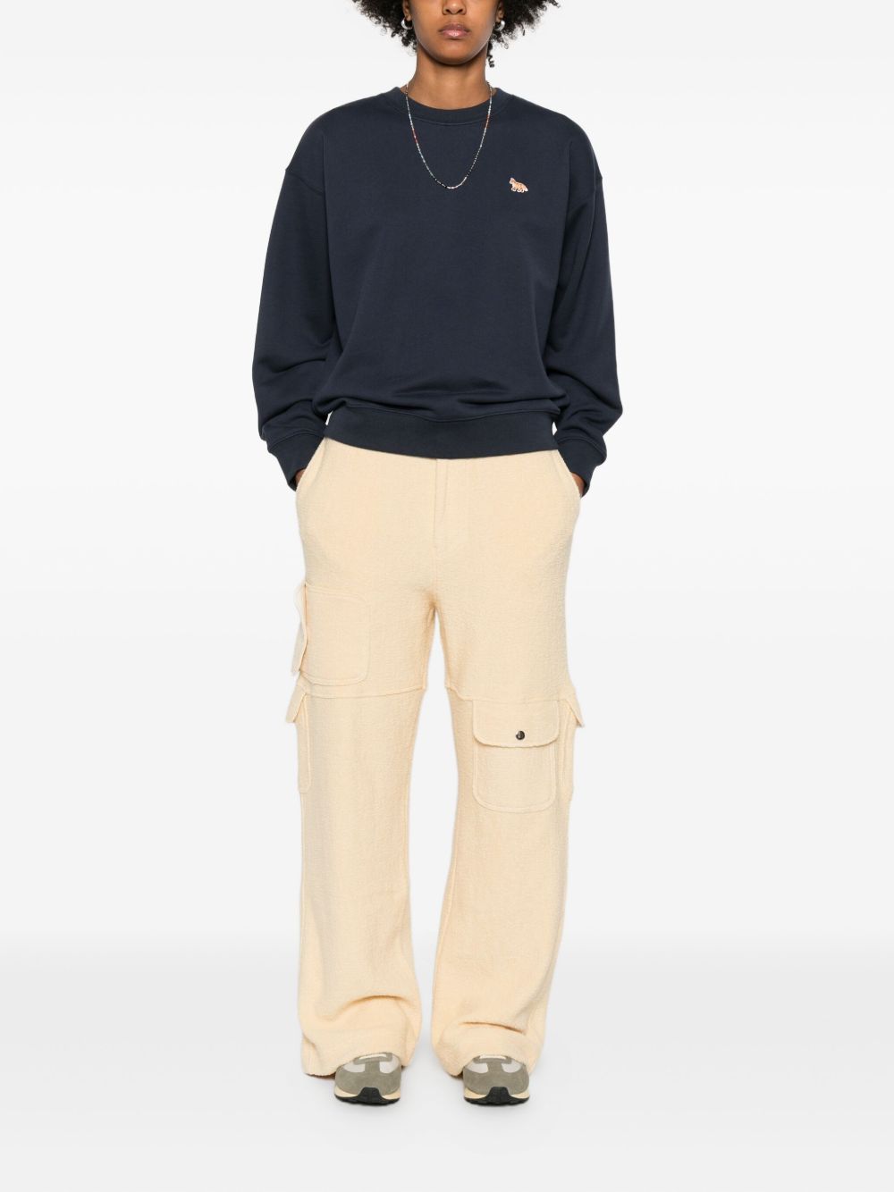 Maison Kitsuné Maison Kitsuné Fox-embroidered cotton sweatshirt