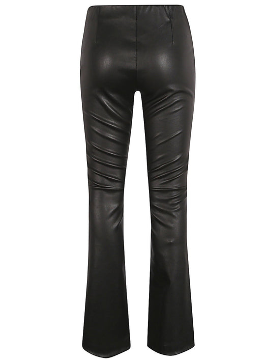 Via Masini 80 Leather flared leg trousers