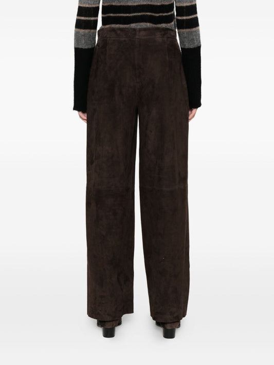 Via Masini 80 Leather wide-leg trousers