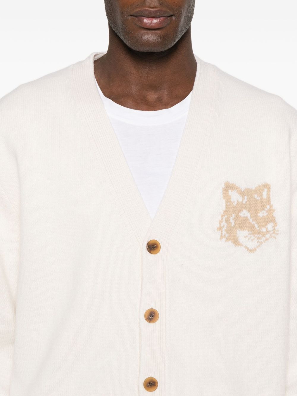 Maison Kitsuné Maison Kitsuné Fox Head Intarsia Merino Cardigan