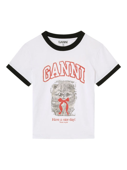 Ganni Ganni Margot Kitty organic cotton t-shirt