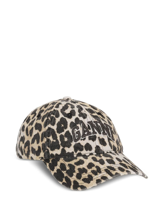 Ganni Ganni Leopard Canvas Cap