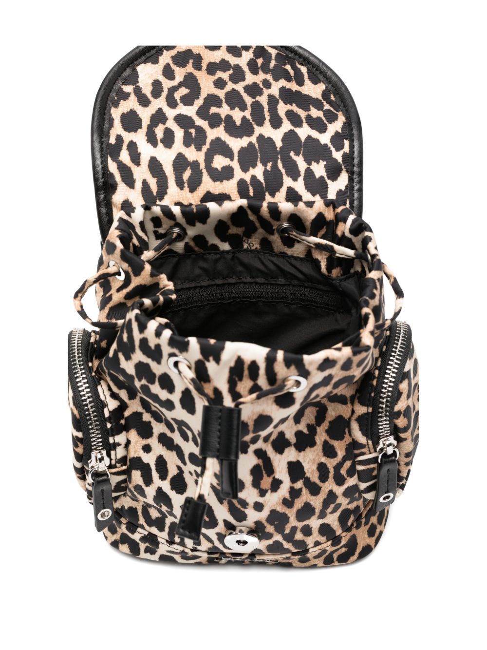 Ganni Ganni Leopard Small Nylon Bucky Backpack