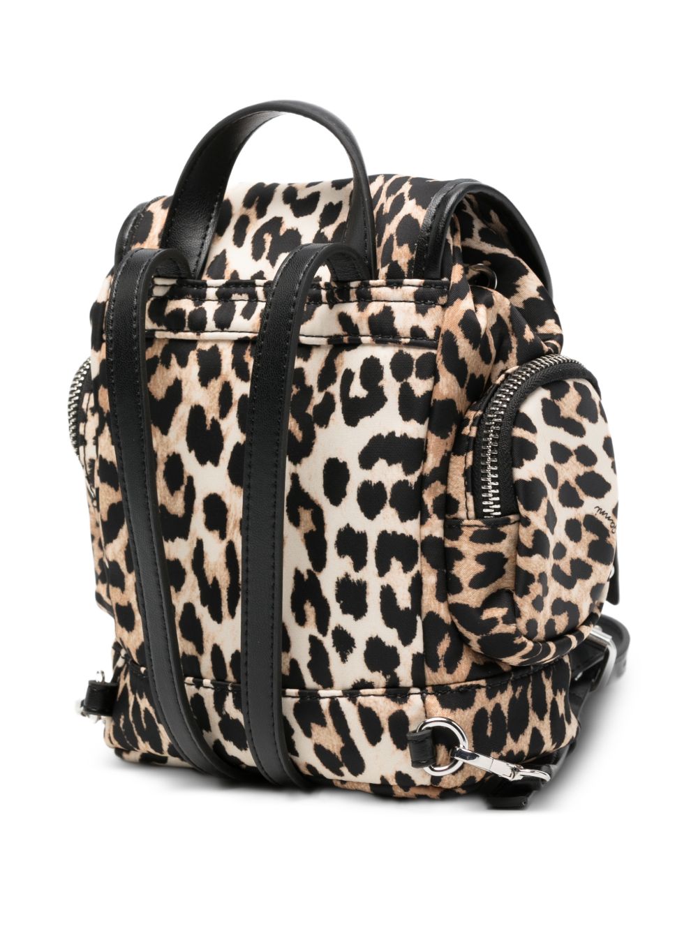 Ganni Ganni Leopard Small Nylon Bucky Backpack