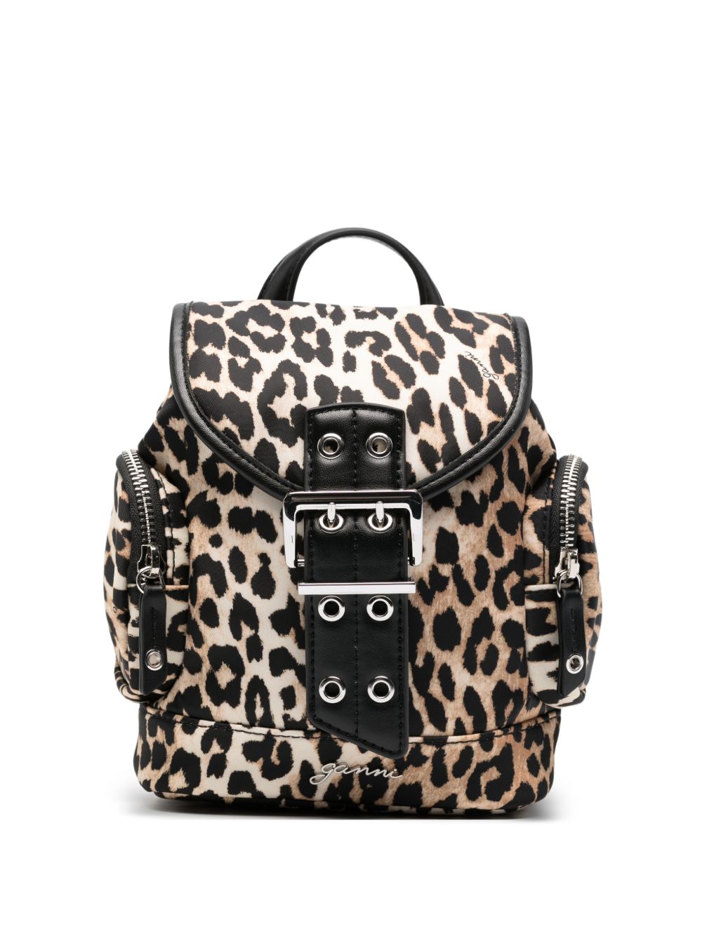 Ganni Ganni Leopard Small Nylon Bucky Backpack