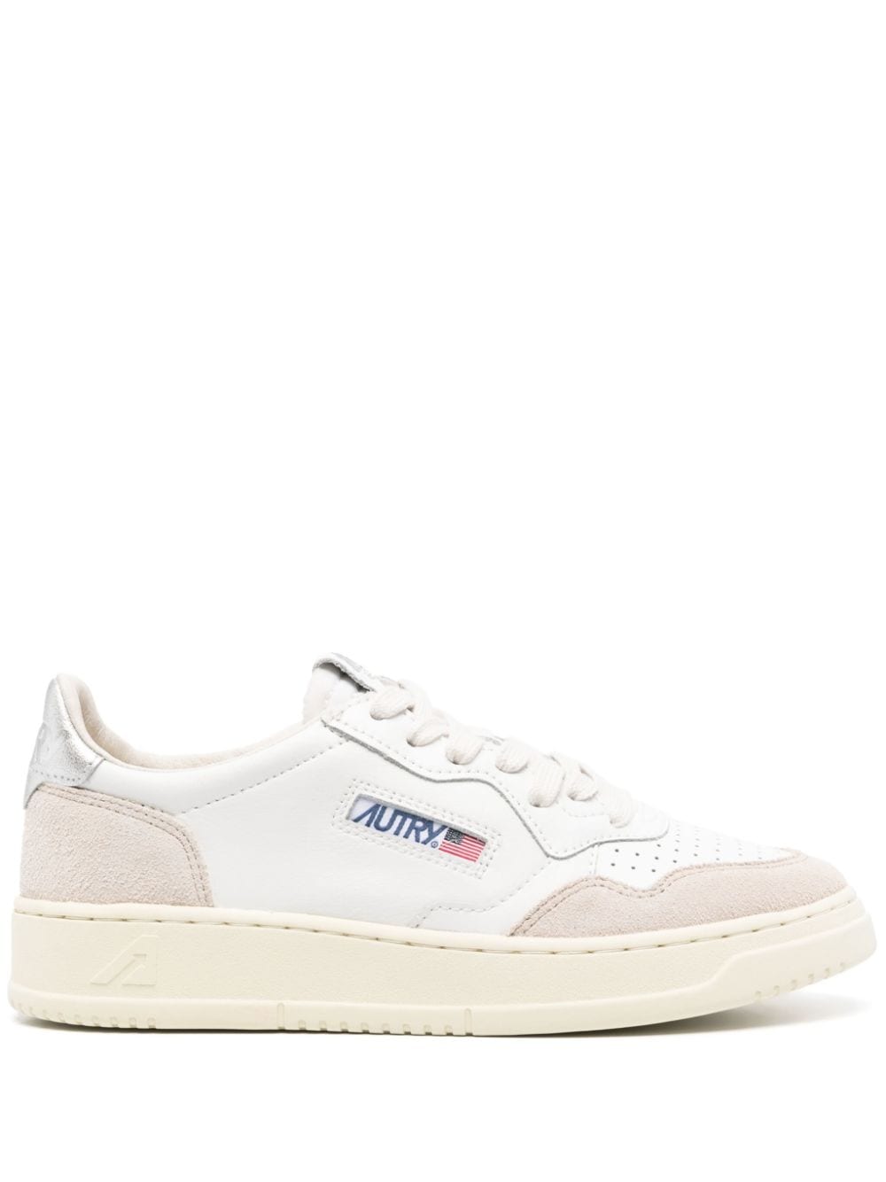 Autry Autry MEDALIST LOW SNEAKERS IN WHITE AND SILVER LEATHER AND SUEDE