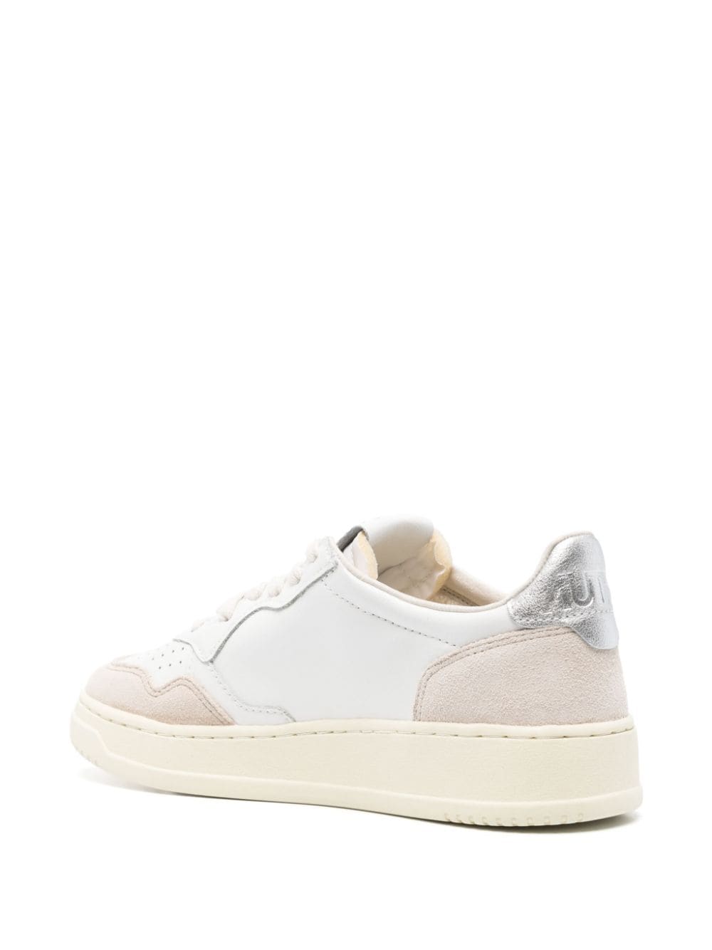 Autry Autry MEDALIST LOW SNEAKERS IN WHITE AND SILVER LEATHER AND SUEDE
