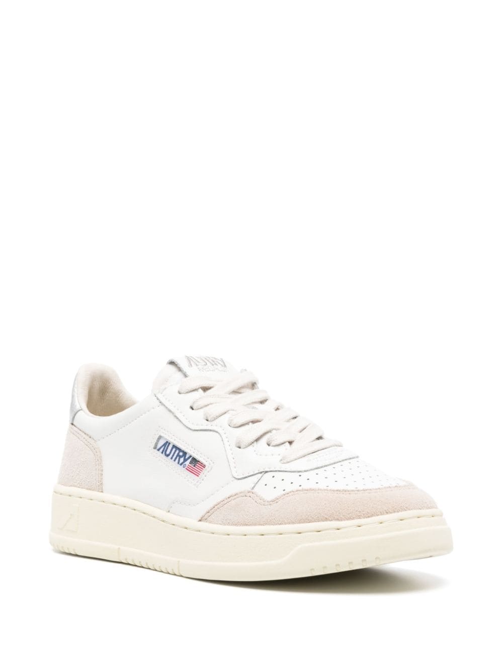 Autry Autry MEDALIST LOW SNEAKERS IN WHITE AND SILVER LEATHER AND SUEDE