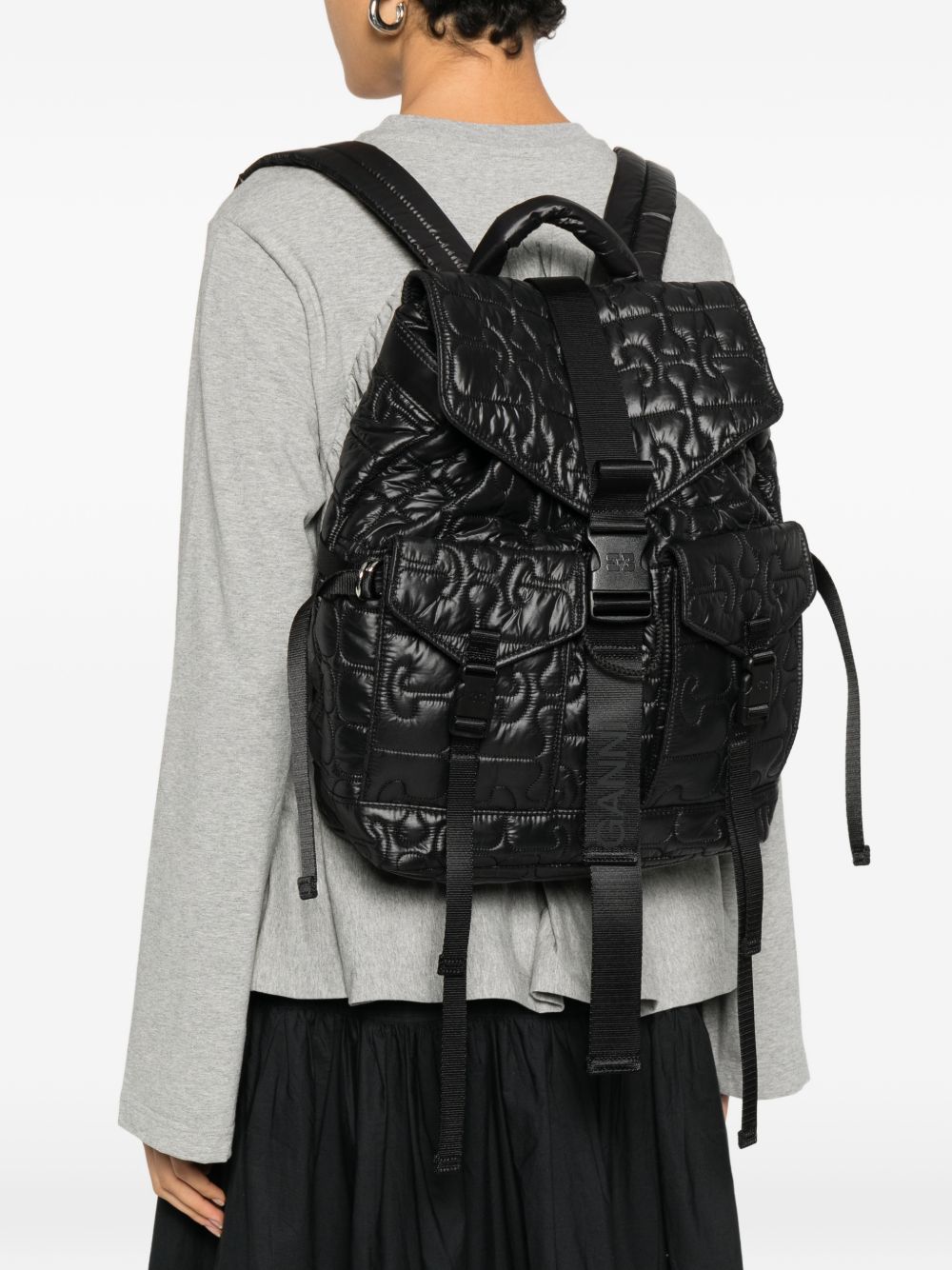 Ganni Ganni Quilted Buckle Backpack