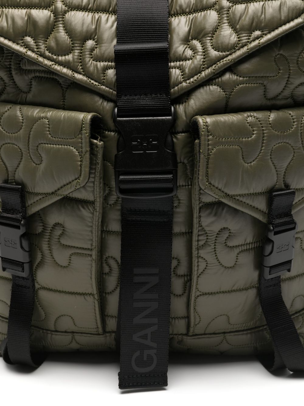 Ganni Ganni Quilted Flap-Pocket Backpack