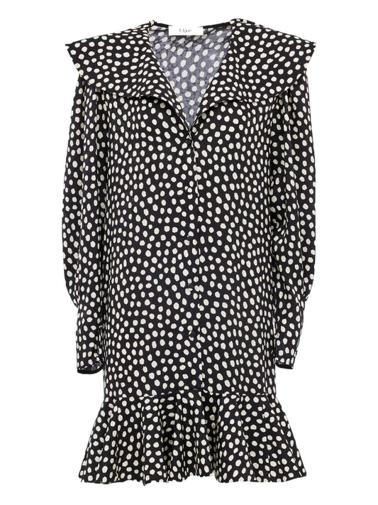 Chloé ChloÃ© V-neck long sleeves Dotted silk dress