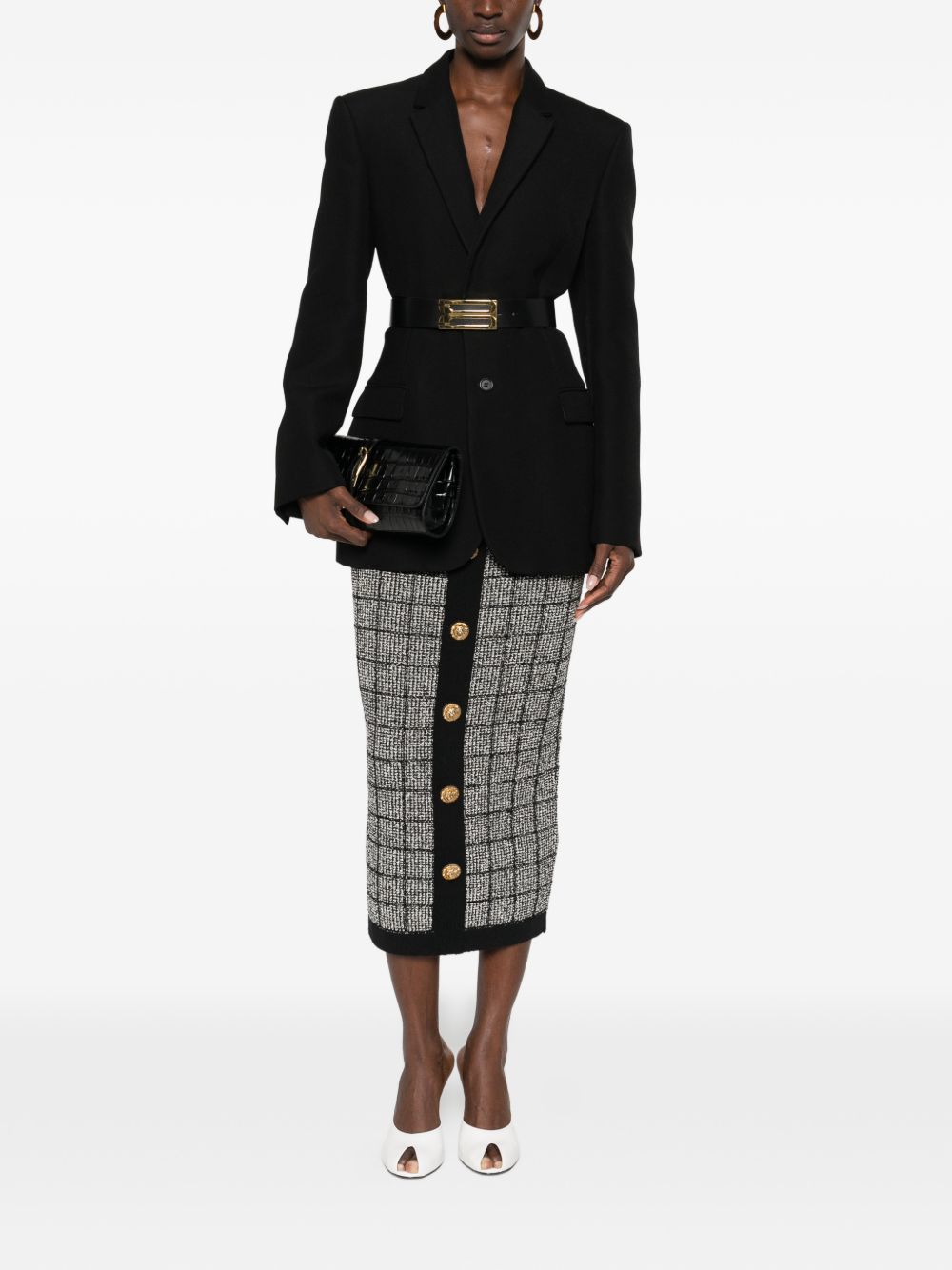 تنورة طويلة من قماش التويد من Balmain