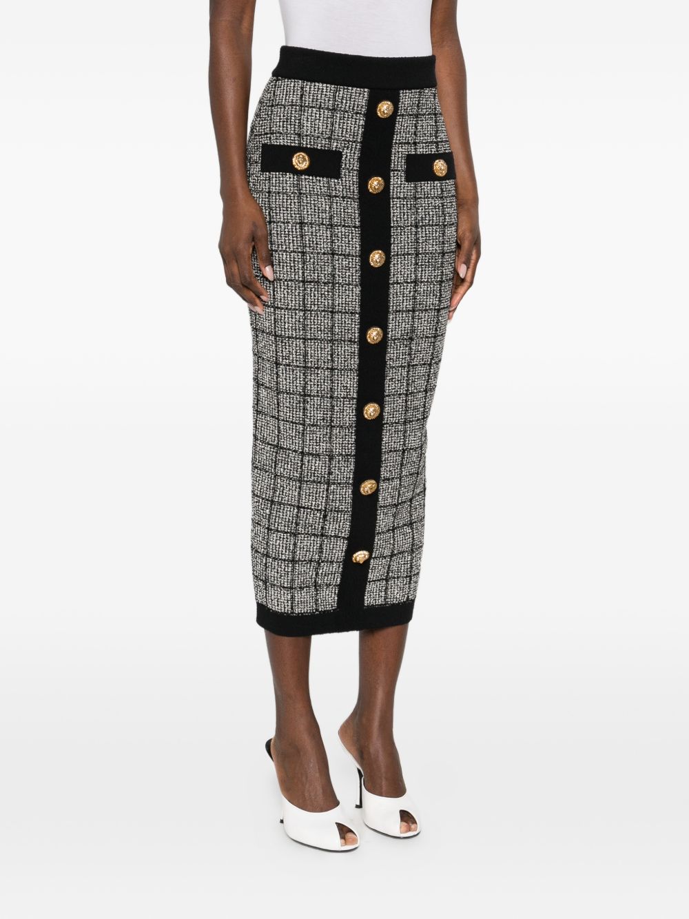 تنورة طويلة من قماش التويد من Balmain
