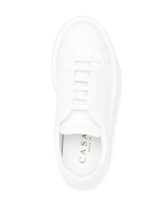 Casadei Nexus white leather platform sneakers.
