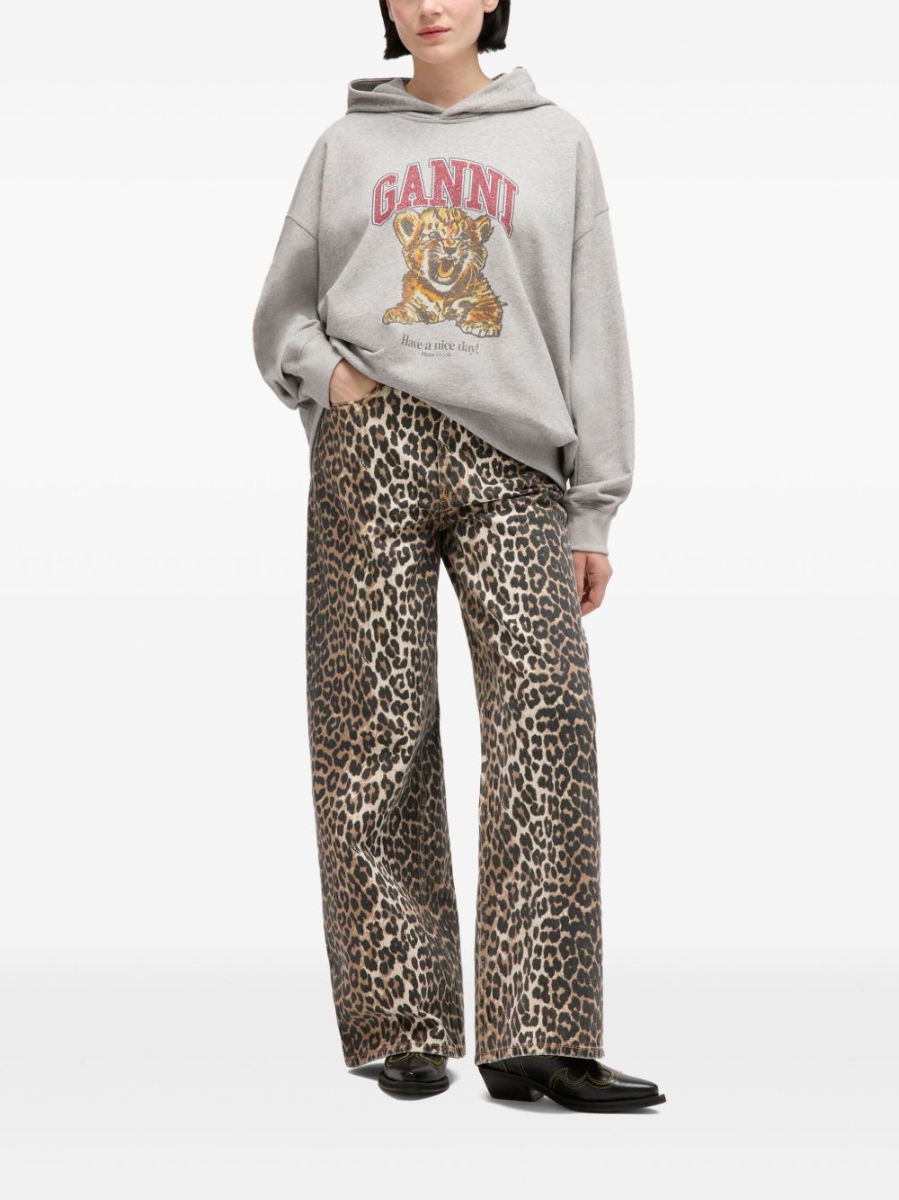 Ganni Ganni Margot Kitty organic cotton hoodie