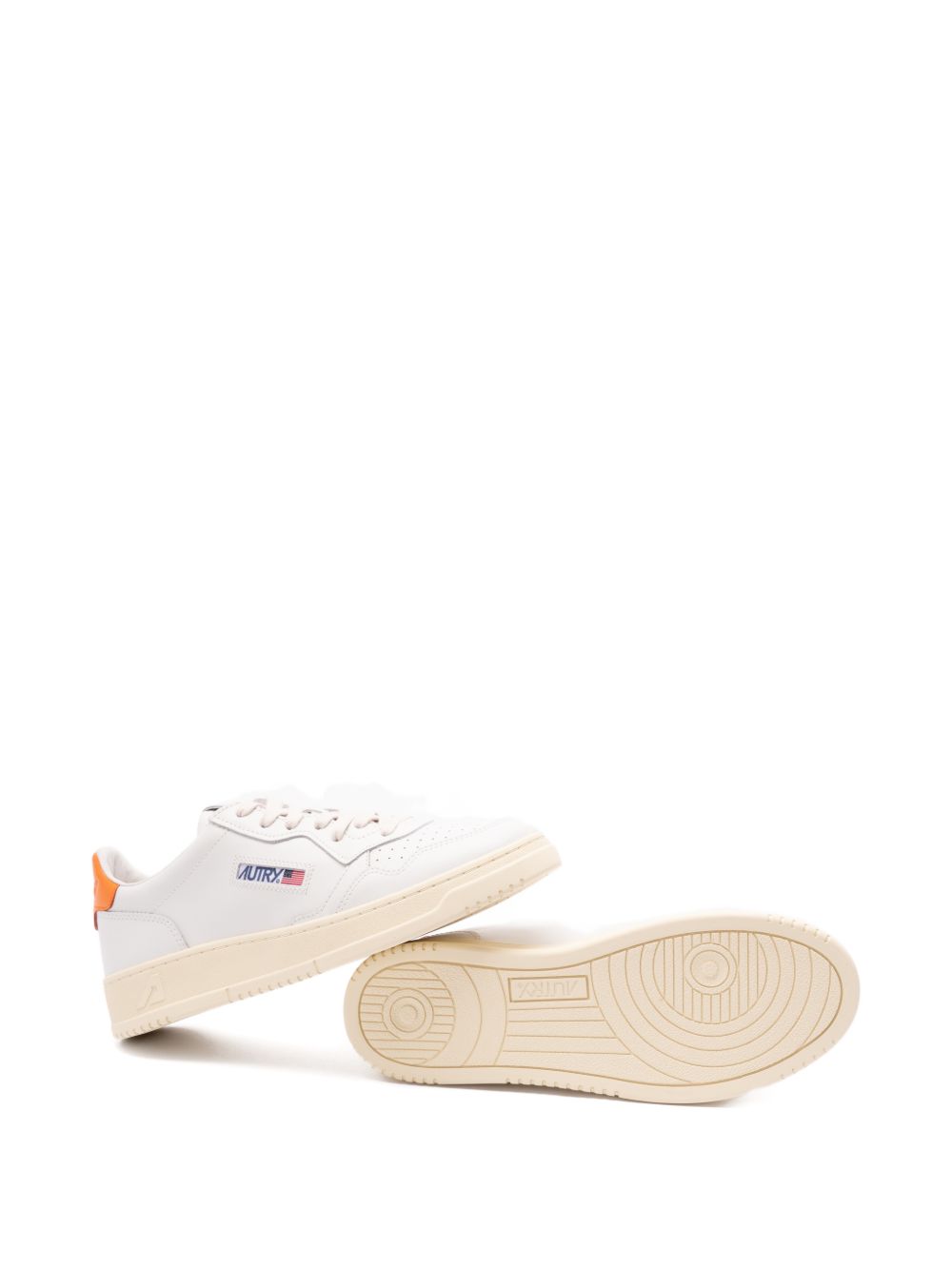 Autry Autry MEDALIST LOW SNEAKERS IN WHITE LEATHER AND PARSIMMON ORANGE
