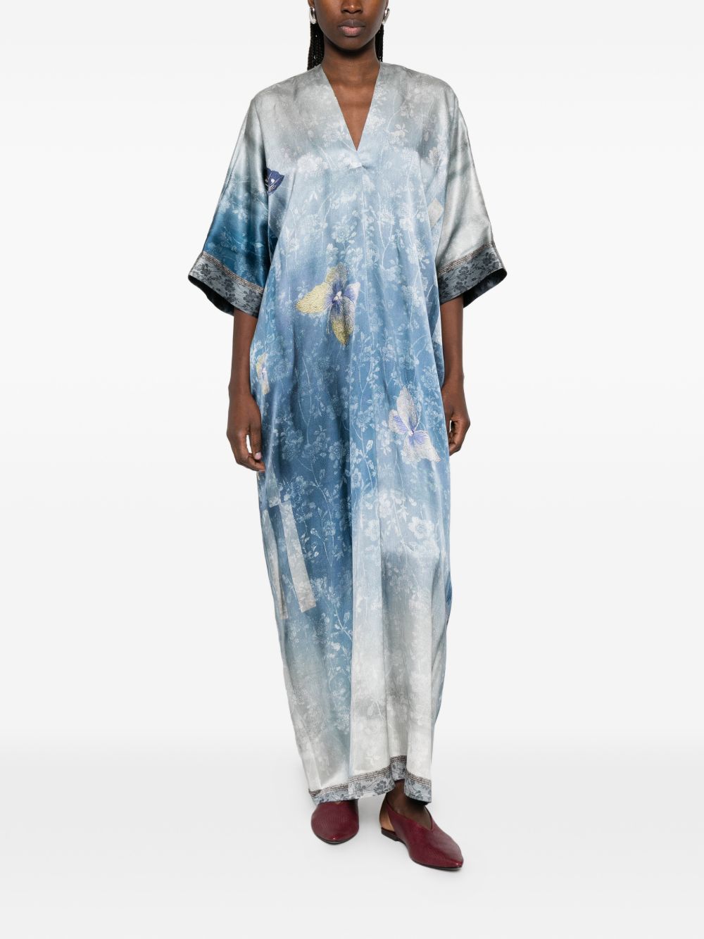 Pierre Louis Mascia Pierre Louis Mascia V-neck short sleeves printed Printed silk dress