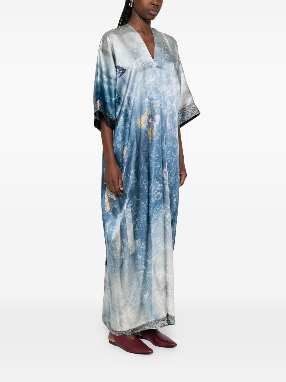 Pierre Louis Mascia Pierre Louis Mascia V-neck short sleeves printed Printed silk dress