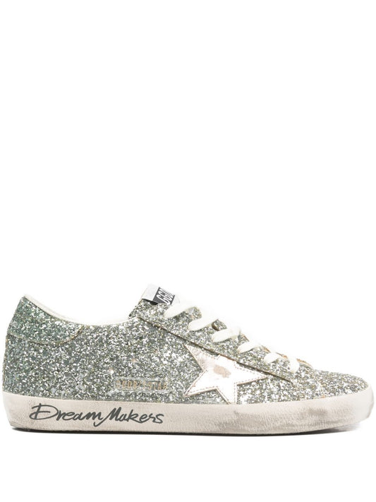 Golden Goose Super-Star حذاء نسائي لامع باللون الفضي