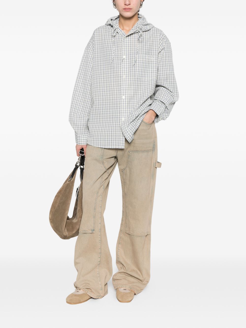 Dunst Dunst Checked hooded shirt