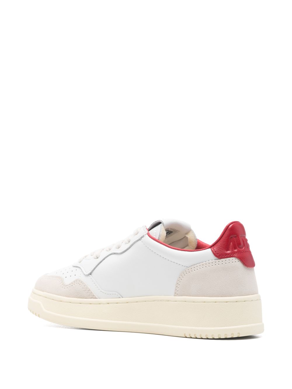 Autry Autry MEDALIST LOW SNEAKERS IN WHITE AND RED LEATHER WITH LETTERING
