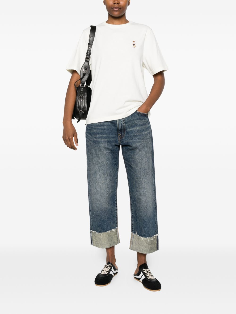 Maison Kitsuné Maison Kitsuné Dressed Fox embroidered cotton t-shirt