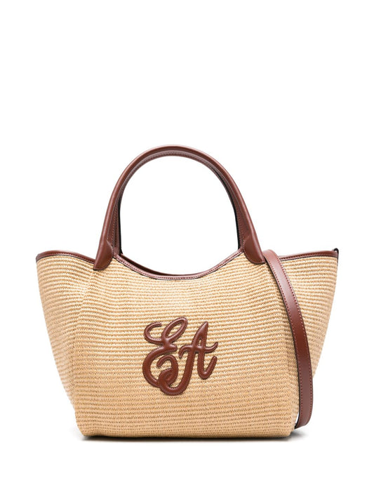 Emporio Armani Woven Straw Medium Shopper Bag