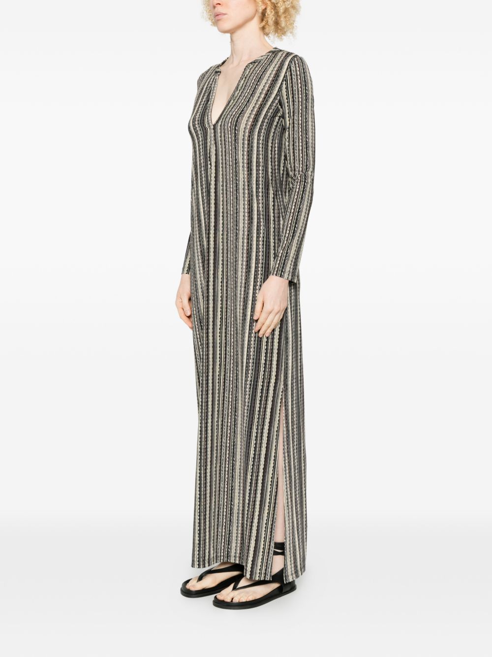 Siyu Siyu V-neck long sleeves side slits Baez kaftan dress