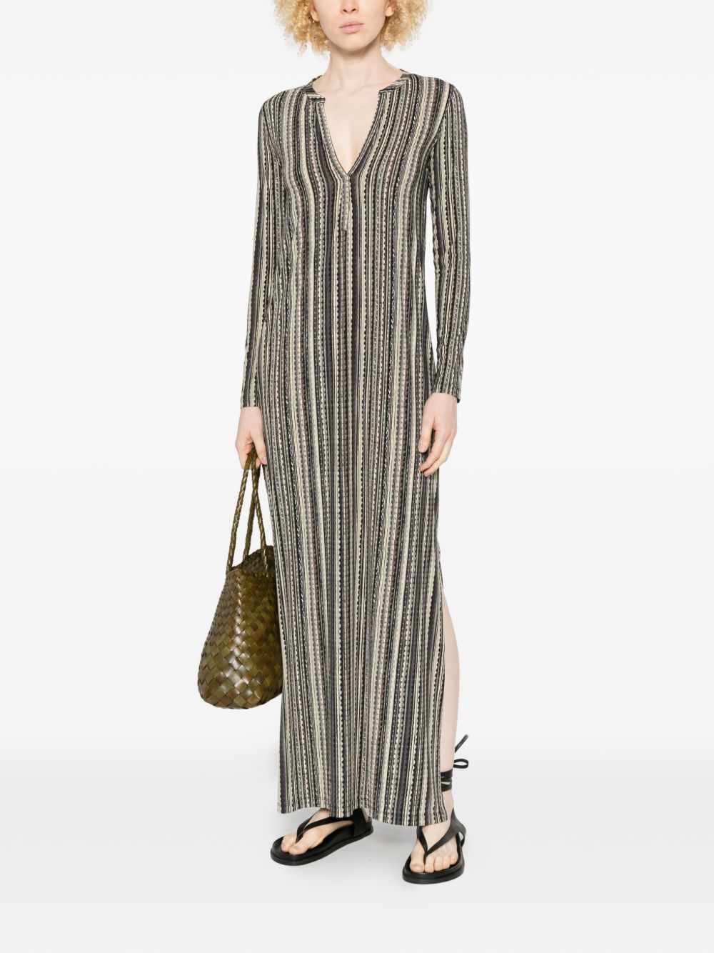 Siyu Siyu V-neck long sleeves side slits Baez kaftan dress