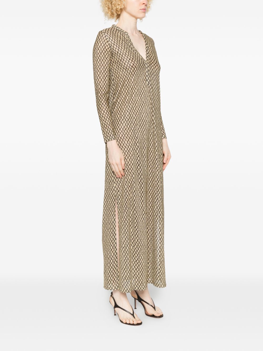 Siyu Siyu V-neck long sleeves Money kaftan dress