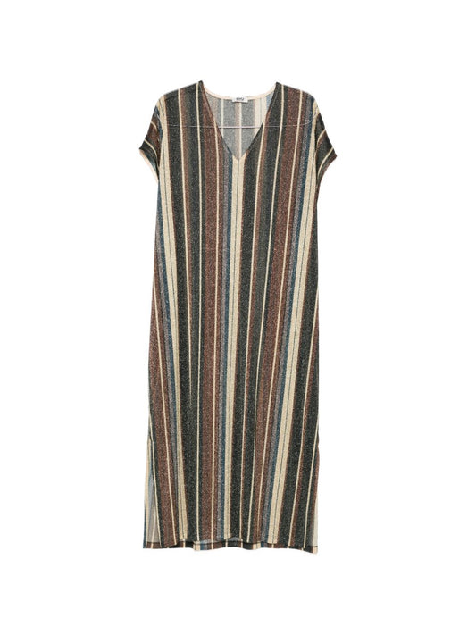 Siyu Siyu V-neck side slit Zoe striped kaftan dress