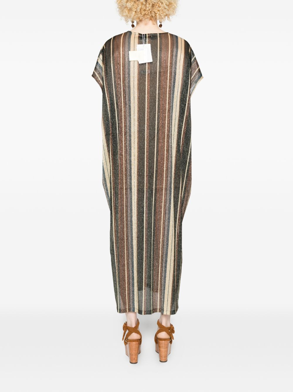 Siyu Siyu V-neck side slit Zoe striped kaftan dress