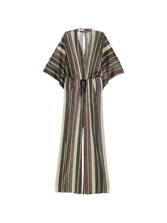 Siyu Siyu V-neck short sleeves Striped long jumpsuit