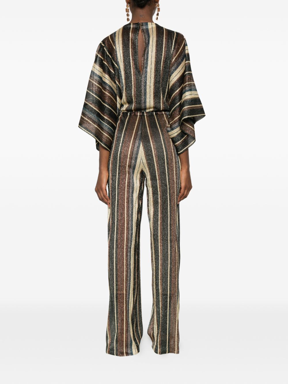Siyu Siyu V-neck short sleeves Striped long jumpsuit