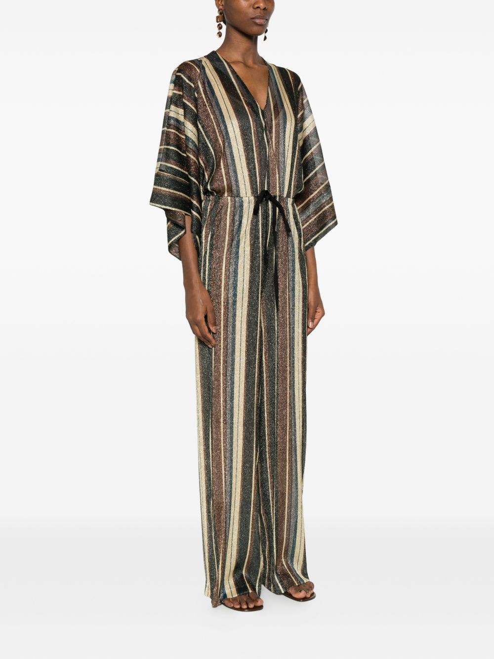Siyu Siyu V-neck short sleeves Striped long jumpsuit