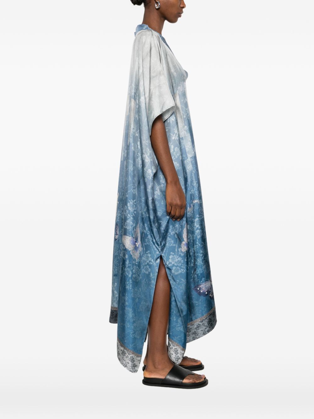 Pierre Louis Mascia Pierre Louis Mascia V-neck short sleeves border print Printed silk kaftan