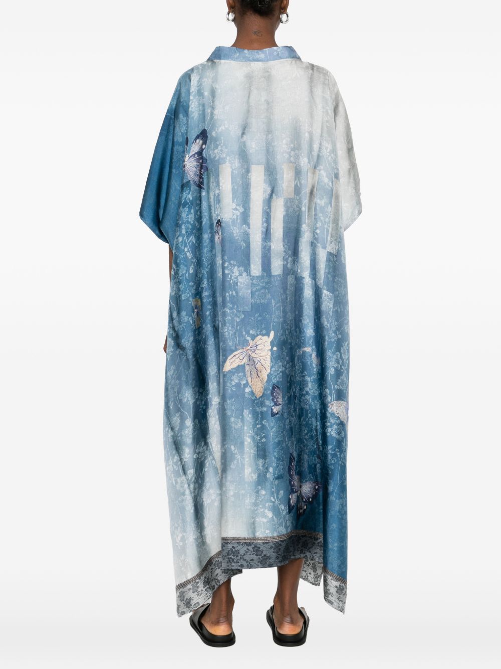 Pierre Louis Mascia Pierre Louis Mascia V-neck short sleeves border print Printed silk kaftan