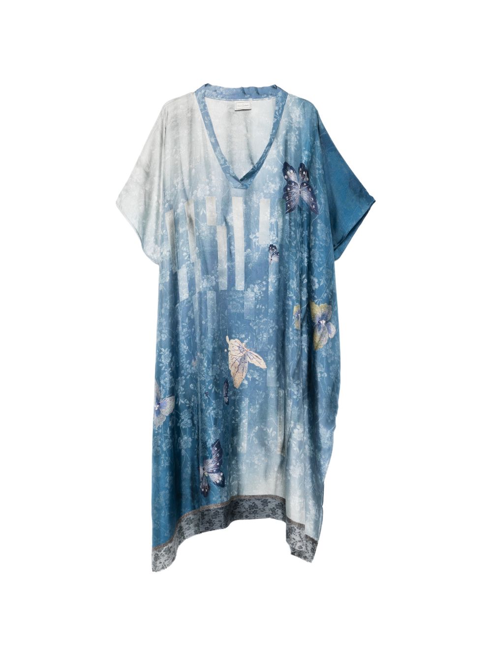 Pierre Louis Mascia Pierre Louis Mascia V-neck short sleeves border print Printed silk kaftan