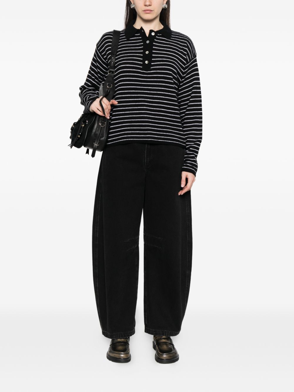 Beyou Beyou Cashmere striped polo shirt