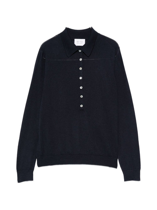 Beyou Beyou Cashmere and silk polo sweater