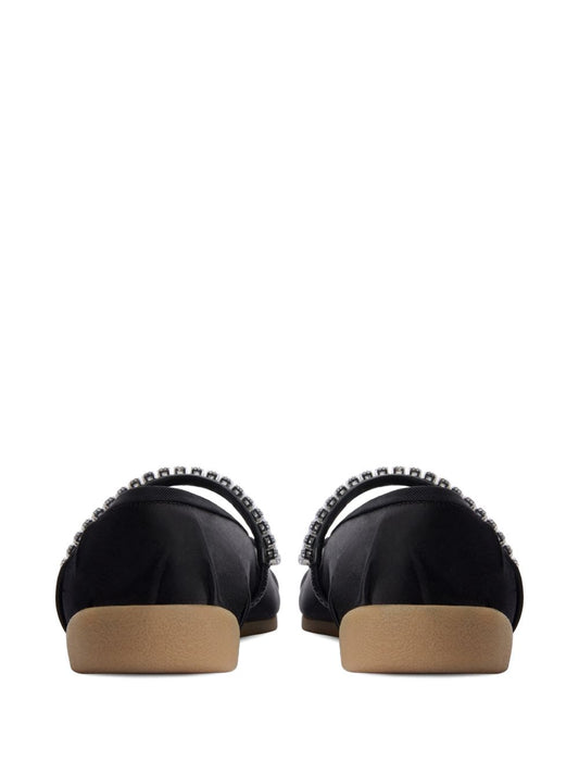 Giuseppe Zanotti Silk Satin Rhinestone Flat Shoes