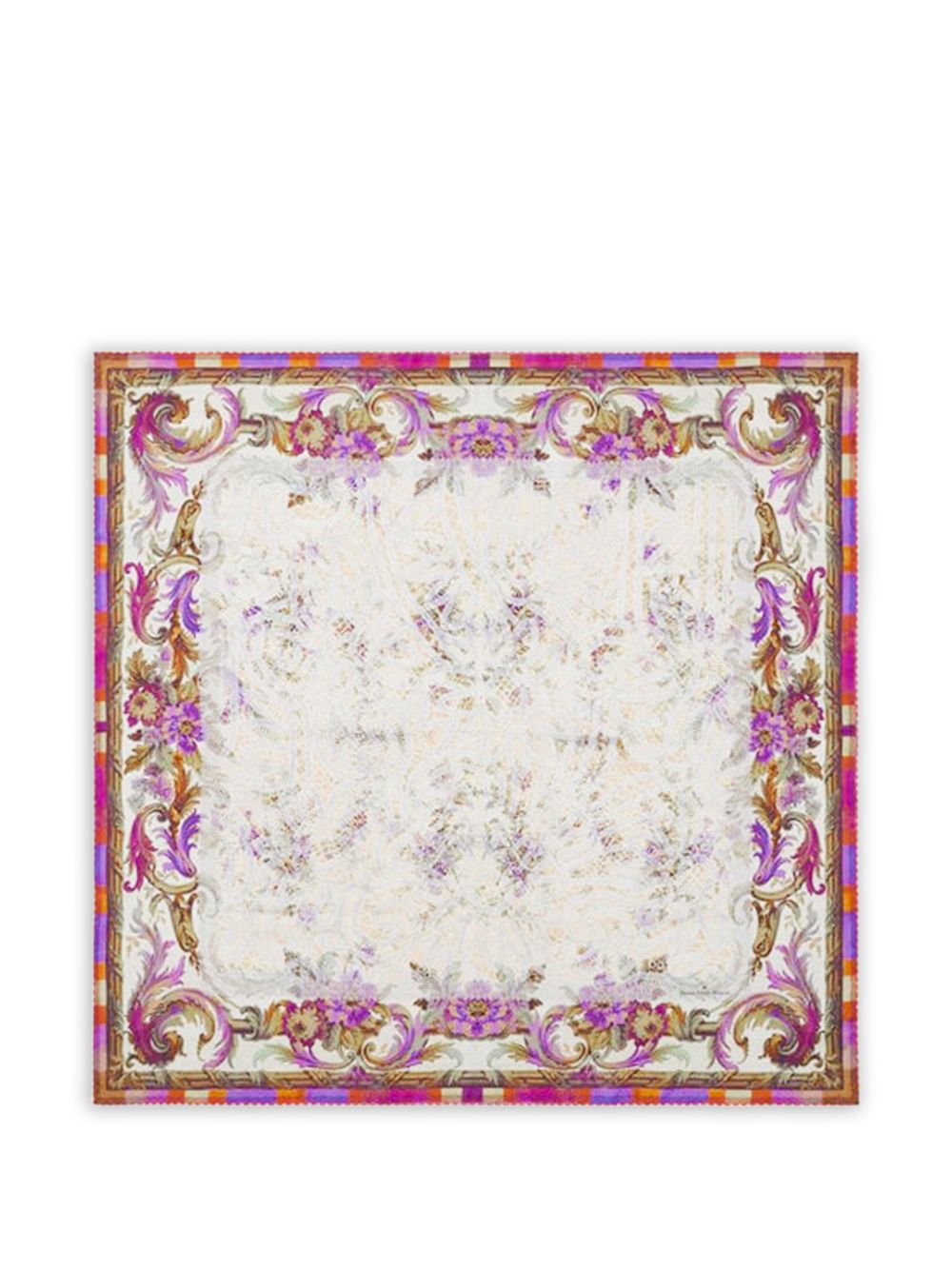 Pierre Louis Mascia Pierre Louis Mascia White, floral print, border detail Printed silk scarf