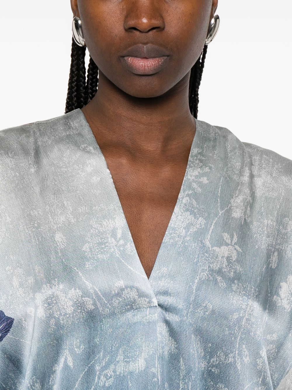 Pierre Louis Mascia Pierre Louis Mascia V-neck, short sleeves, printed Pritned silk dress