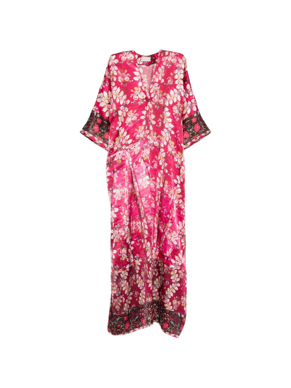 Pierre Louis Mascia Pierre Louis Mascia V-neck, short sleeves, border print Pritned silk dress