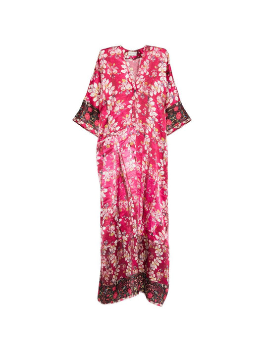 Pierre Louis Mascia Pierre Louis Mascia V-neck, short sleeves, border print Pritned silk dress