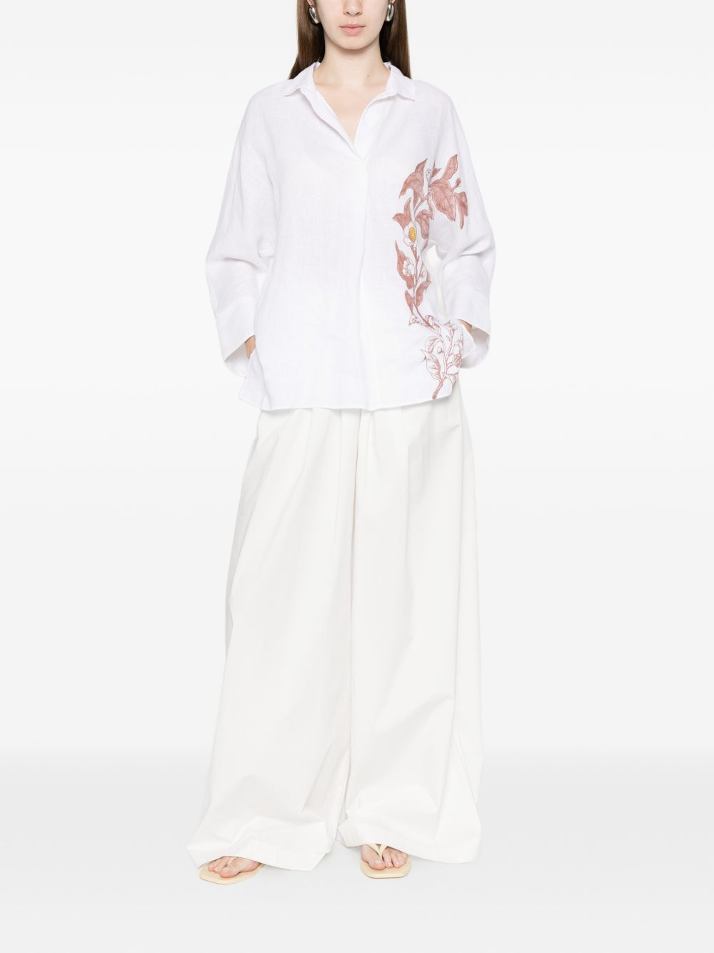 TRAME AUREE Trame Auree V-neck Linen shirt
