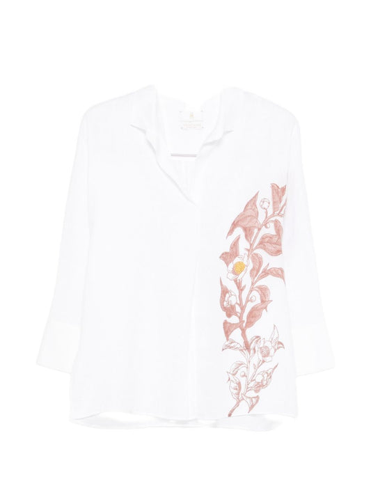 TRAME AUREE Trame Auree V-neck Linen shirt