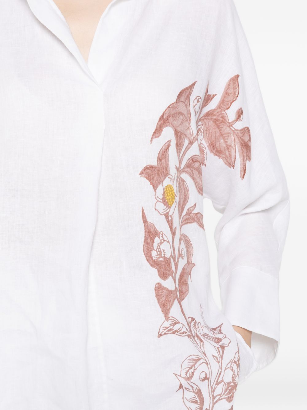 TRAME AUREE Trame Auree V-neck Linen shirt