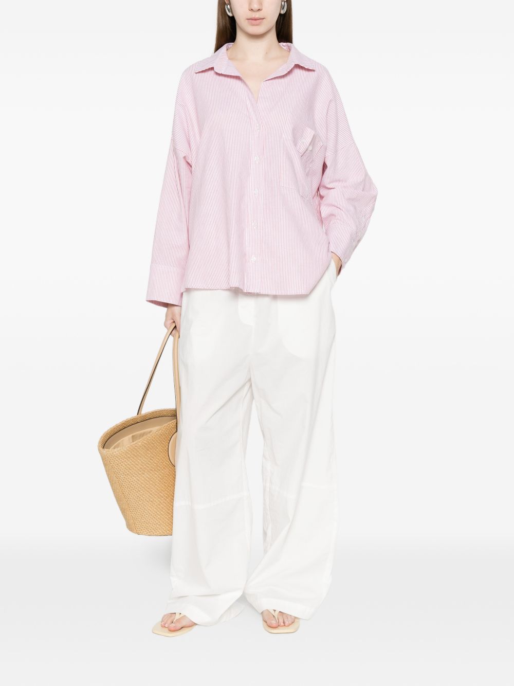 White Sand White Sand Striped cotton shirt