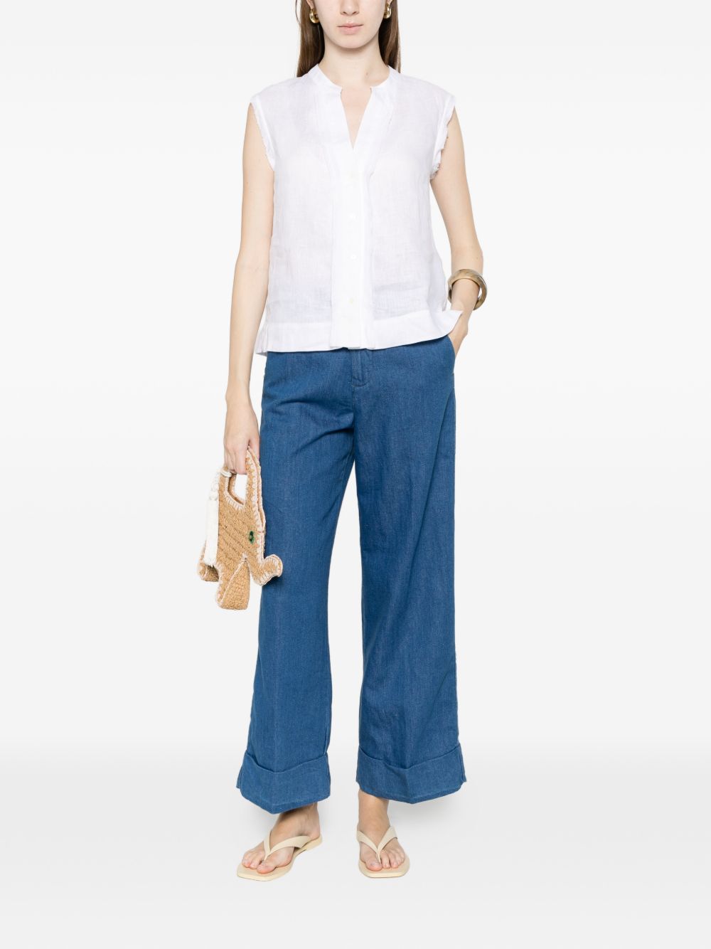 White Sand White Sand Cotton and linen blend trousers